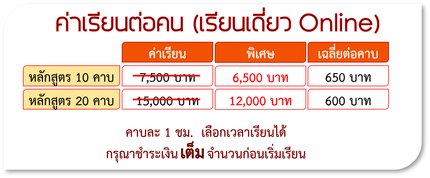 ค่าเรียนภาษาจีนตัวต่อตัว